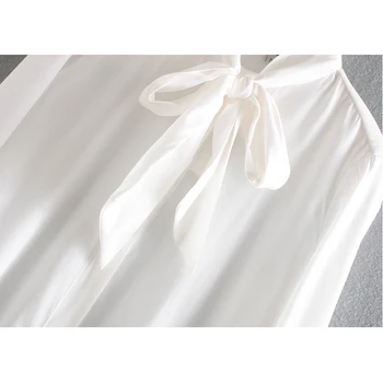 Casual Papion Alb Bluza Femei De Moda Direct Slim Shirt Doamnelor Elegante Cu Maneca Lunga Topuri Chic Casual Blusas