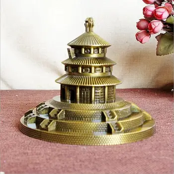 Noul Beijing Temple of Heaven Metal Artizanat, Cadouri de Birou Ornamente Arhitecturale Sculptura Model de Clădire Bronz 15*15*12cm