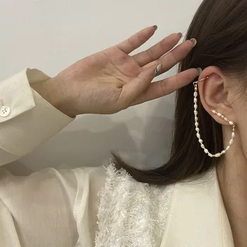 Franceză retro stil baroc naturale pearl ureche lung os clip pentru femei de moda ureche bantă Estetice Bijuterii dotari cadouri de craciun