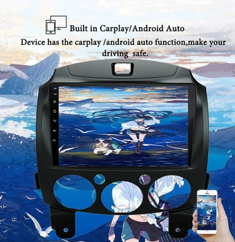 9 inch Android 10.0 2 Din Dvd Auto Multimedia Player Video pentru Mazda 2 2007-2din Autoradio Navigatie GPS Radio Stereo Wifi