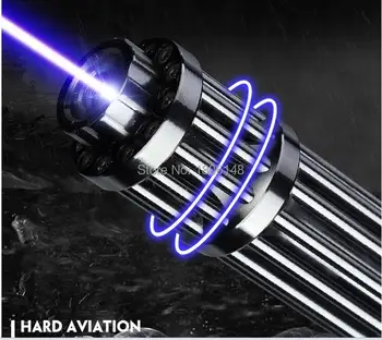 Cel mai Puternic Militar 450nm 500000m 500w Laser Albastru Pointer Lanterna Lumină de Ardere Meci de Lemn Uscat & Burn Țigări de Vânătoare