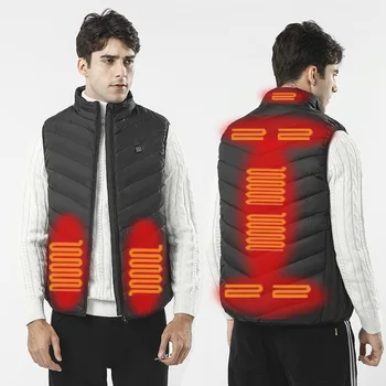 11PCS Încălzit Jacheta de Moda pentru Bărbați Mantou pentru Femei Inteligente USB Electric de Încălzire Termică Haine groase de Iarnă Încălzit Vesta Plussize