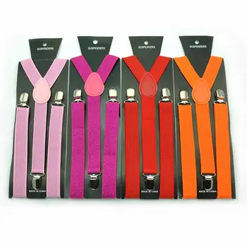 Moda 1 inch Femei Barbati Unisex Clip-on Bretele Elastic Slim Suspensor 17 Culori Sclipici Clasic Y-spate Bretele Bretele Curea