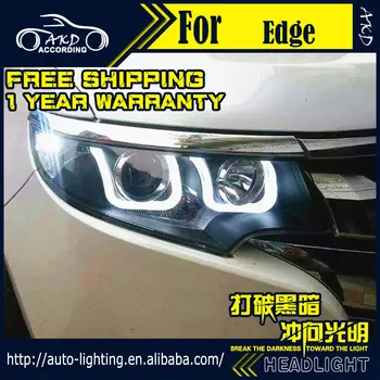 AKD Styling Auto Lampă de Cap pentru Ford Edge Faruri 2012-Edge LED Faruri DRL H7 D2H Ascuns Opțiune Angel Eye Bi Xenon Fascicul