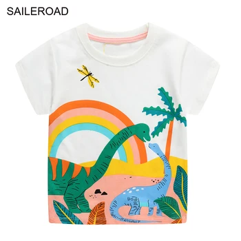 SAILEROAD Dinozaur Aplicatiile Copilul Tricou de Vară 2020 Copii tricouri baietei Maneca Scurta, Haine pentru Copii, Haine