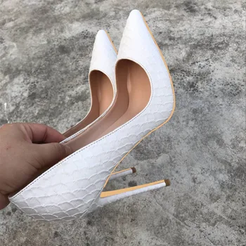 Alb Pompe de Faimosul Brand de Pantofi de Designer pentru Femei Sarpe Model Subliniat Toe Tocuri inalte Sexy 12 cm plus dimensiune YG021 ROVICIYA