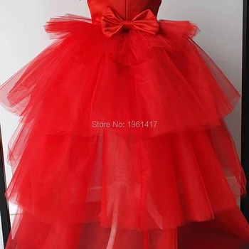 Copii Rosu Frumusete Dress Rochie Fata Este Scurtă În Față Și Lungă În Spate Aniversare a Copilului rochie