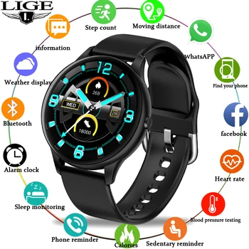 LIGE Impermeabil Sporturi Ceas Inteligent Bărbați smartwatch Heart Rate Monitor de Presiune sanguina Pentru Android ios Fitness, Ceasuri Inteligente Femei