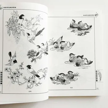 Tradițional, Floare, Pasăre, Pește și Insecte Linie de Desen de Colectare Demonstrație Opere de Artă de Predare sau Adult de Colorat Carte de 250 de Pagini