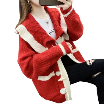 Rever mare pulover pentru femei jacheta 2020 nou toamna Facultate doamnelor stil liber marinei stil dulce tricotate cardigan