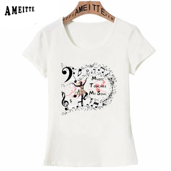 Notă de muzică de Crăciun Copac Pisica Vintage Print T-shirt de Vara Noi Femei T-Shirt Fata Amuzant Casual, Teuri 2019 Femeie de Moda Topuri