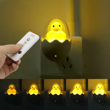 Galben Ou de Rață Lumina de Noapte LED 220V AC Cu Control de la Distanță Senzor de Lumină Desene animate Lampa de Dormitor pentru Copii Mini Acasă Lumina de Noapte