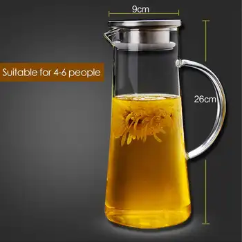 1500ml de Sticlă Transparentă de Apă Ulcior Oală Ceainic Rezistente la Căldură Carafă Mare de Clar Oală de Ceai de Flori de Ceai Set Ceainic pentru Bucatarie Offici