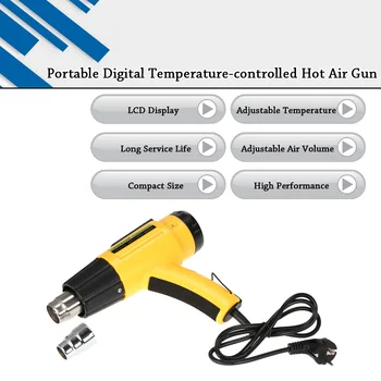 LODESTAR 2000W AC220 LCD Digital al Temperaturii controlate Electric cu Aer Cald Pistol Reglabil Căldură IC SMD Instrumente de Sudare cu Duza