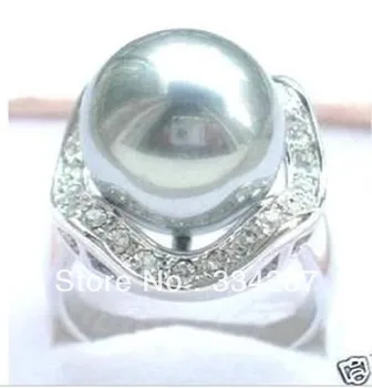 14mm Gri perla coajă de argint culoare inel