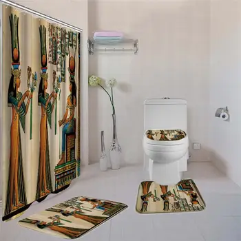 Afro-American Negru Femei Fete Artă Perdele de Duș cu Apă Tarabe și Căzi de baie covor de seturi de acoperire de toaletă covoraș de baie set