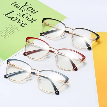Kachawoo ochi de pisica rama de ochelari femei aur roșu metal ochelari de vedere obiectiv clar ochelari doamnelor moda trendy accesorii