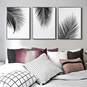 Stil Nordic Alb Negru Frunze de Panza Pictura pentru Camera de zi Decorative Imagine de Imprimare Arta de Perete Poster Modern, Simplu Decor Acasă