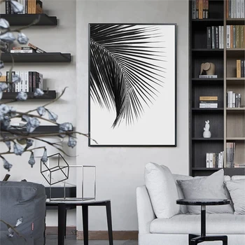 Stil Nordic Alb Negru Frunze de Panza Pictura pentru Camera de zi Decorative Imagine de Imprimare Arta de Perete Poster Modern, Simplu Decor Acasă