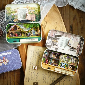 Miniatura DIY Casă de Păpuși din Lemn in Miniatura Case Papusa Mobila Cutie de teatru Asamblat Kit Manual Model de casă de Păpuși Jucării kituri t4
