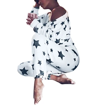Stele moda Model cu Maneci Lungi de Sus Pantaloni Femei Acasă Sleepwear Set de Pijama liber casual dropshipping