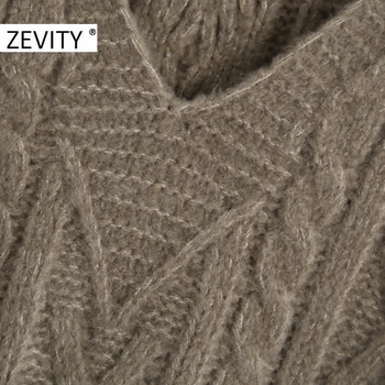 Zevity Noua Moda Pentru Femei V-Neck Solid Poftă De Mâncare De Tricotat Pulover Femei Fără Mâneci Vesta Casual Slim Chic De Agrement Pulovere Topuri S454