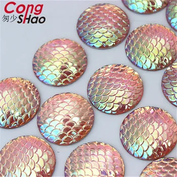 Cong Shao 100buc 20mm AB Colorate flatback cristale și pietre de Rășină Rotund solzi de Pește Stras ornamente DIY Rochie de Mireasa CS748