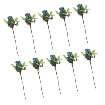 10buc Decorative Fructe Afine Boabe Artificiale Plante cu Flori Pentru Nunta Acasă Decor Albastru