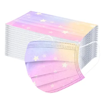 Moda Roz Tie-dye Gradient de Stele de Imprimare Masca de Fata Adulti Unisex Industriale cu Trei Straturi de Praf de Unică folosință, Măști 50PCS