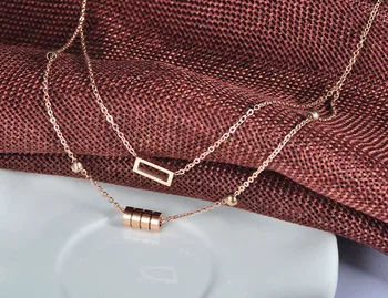 YiKLN Clasic din Oțel Inoxidabil Geometrice Cilindru & Pătrat Cravată Colier Bijuterii Minunat Pandantiv Colier Pentru Femei YN17046