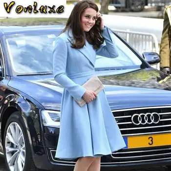 Moda Blazer Elegant Rochii Doamnelor Biroul Purta Kate Middleton, Printesa Rochie Albastru Sacou Slim Toamna Iarna Femei 2020