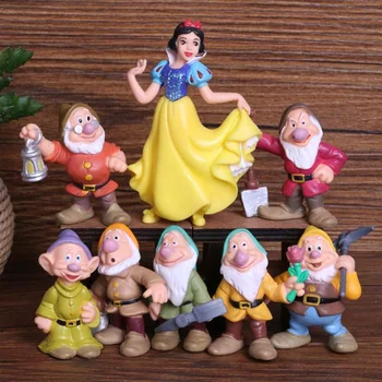 8 BUC/Lot Disney Alba ca Zapada Printesa Si Cei Sapte Pitici figurina PVC Păpuși de Colectare de Jucării Pentru Copii