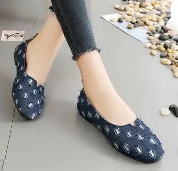 2018 Canvas Casual Femei Pantofi Plat Primăvară Platforma De Brand Nou Single Pantofi Plat Albastru O Pedala Leneș Mocasini Pentru Femei Pantofi
