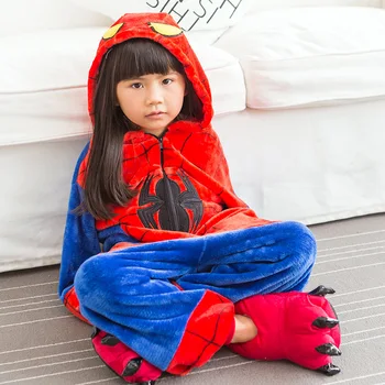 Caldă Copii Pijamale Animale Onsies Flanel Pijamale pentru Copii Spider Desene animate pijamale Pentru Fete Băiat cămașă de noapte Cosplay