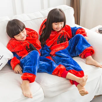 Caldă Copii Pijamale Animale Onsies Flanel Pijamale pentru Copii Spider Desene animate pijamale Pentru Fete Băiat cămașă de noapte Cosplay