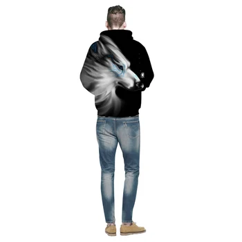 Noua Moda Lup Tipărite Bărbați 3D Hanorace Casual Toamna și Haine de Iarnă Plus Dimensiune Casual cu Glugă Tricou Supradimensionat Hoody