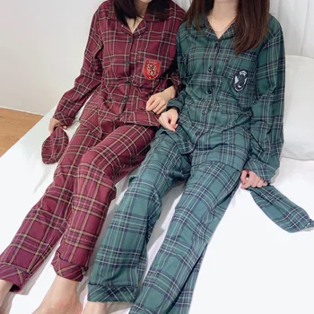 Nou!Femeile adulte Harris Pereche de Pijamale Pijamale Seturi de Cosplay Costum de Toamna de Zi cu maneci Lungi Retro Grid Homewear Pijamale C58A21