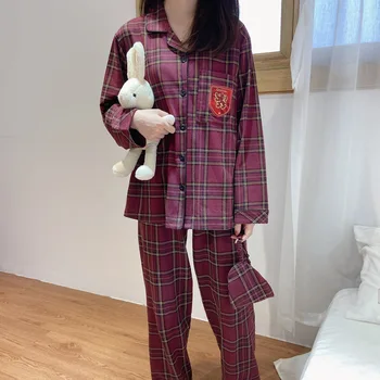 Nou!Femeile adulte Harris Pereche de Pijamale Pijamale Seturi de Cosplay Costum de Toamna de Zi cu maneci Lungi Retro Grid Homewear Pijamale C58A21