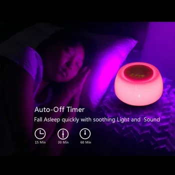 EasyAcc 3600mAh Ceas cu Alarmă serviciu de Trezire Lumină Digital Amânare Natura Lampa de Noapte Ceas de Răsărit Lumina Colorate, Cu Sunete din Natură Lumină