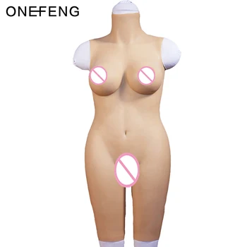 ONEFENG E Cupa de Silicon Sani Meme Vagin Costum de Corp pentru barbati îmbracati in femeie travestit Sân Forma Fese Pad Piept de Înmatriculare Fals Pizde