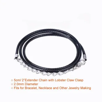 100 Buc 2.0 mm-Negru Cerat Colier Cablu Vrac cu Incuietoare pentru a Face Bijuterii BM88