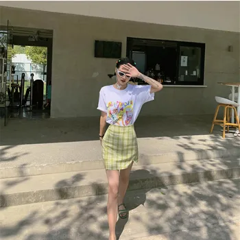 Hzirip Femei T-Shirt Femei Teuri de Vară 2020 Moda Graffiti Print Model All-meci topuri Gât Rotund Largi, din Bumbac cu Maneci
