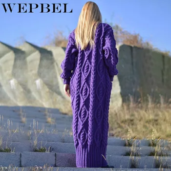 WEPBEL Femei de Moda Toamna Iarna Rochie Doamnelor Cald Gros cu Maneci Lungi Rotunde Gât Vrac Tricotate poftă de mâncare pulover Pulover Tricotaje