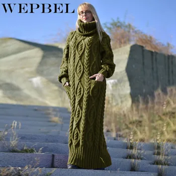 WEPBEL Femei de Moda Toamna Iarna Rochie Doamnelor Cald Gros cu Maneci Lungi Rotunde Gât Vrac Tricotate poftă de mâncare pulover Pulover Tricotaje