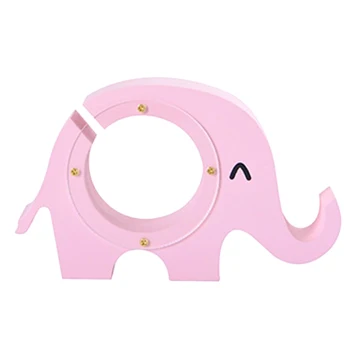 Design Creativ Animal Elefant Bani Banca Monedă De Bani De Economisire Cutie De Lemn Ornament,De Asemenea, Telefonul Sta ~Roz