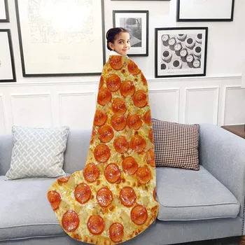 40# Pizza Arunca Pătură Noutate Amuzant Alimentare Model Moale Flanel Burrito Înfășurați O Pătură Accesorii De Origine Pentru Adulți Și Copii