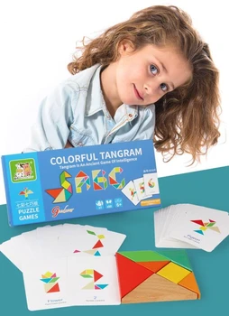 Clasic din Lemn Teaser Creier Puzzle Tangram Copii Creative de Formare de Logica Joc Educativ Cutie Jucarii Cadou pentru Copii