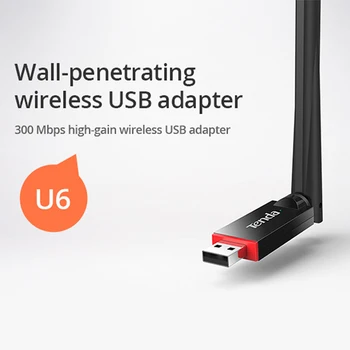 Tenda U6 300Mbps Wireless Adaptor de Rețea USB placa de Retea, Hotspot Wi-Fi Portabil, 1*6dBi Antenă Externă, 802.11 n 2.4 GHZ