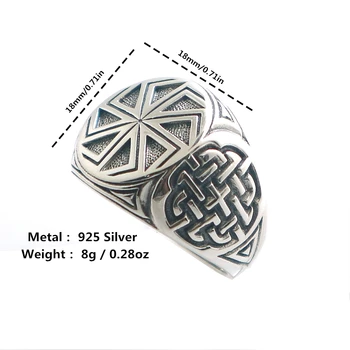 Dimensiune 6 La Dimensiunea 14 Unisex Rece Argint 925 Vikingii Slave Roata Amuleta Inel