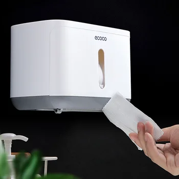 Ecoco Titularul de Hârtie Igienică rezistent la apa Cutie de Tesut montat pe Perete de Hârtie-Dispenser de prosoape De Baie de Depozitare Acasă RackG-BOOGE